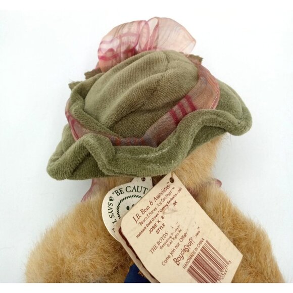 Josie K Bearsmark Teddy Bear Boyds Plush Flower Hat 9 Inch Vintage Animal Toy - Picture 8 of 15